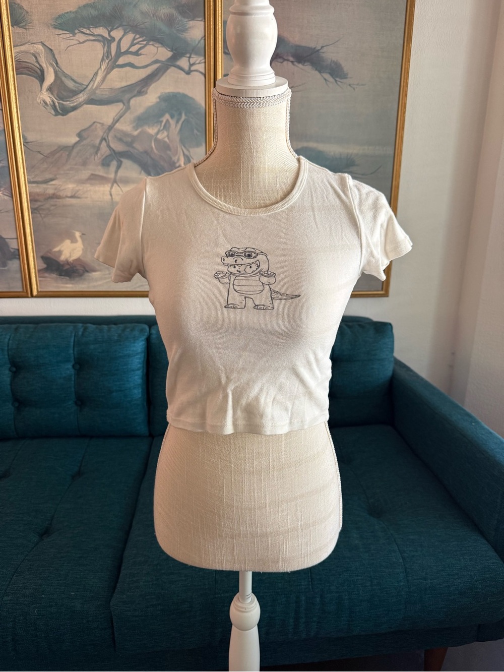Cream Graphic Crop Tee - Brandy Women’s Top